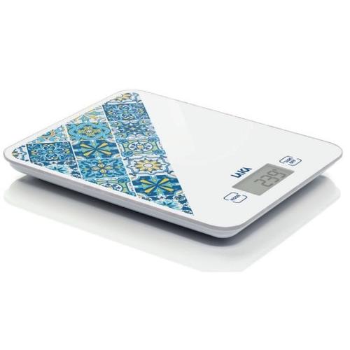 Cantar de bucatarie Laica KS5013, 10 kg, design mediteraneean (Alb/Albastru)