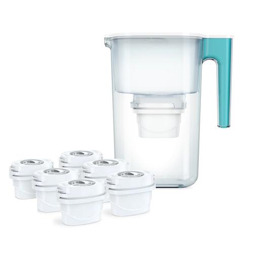 Cana filtranta de apa Aqua Optima Perfect Pour cu 6 filtre incluse, 3.6 litri (Albastru)