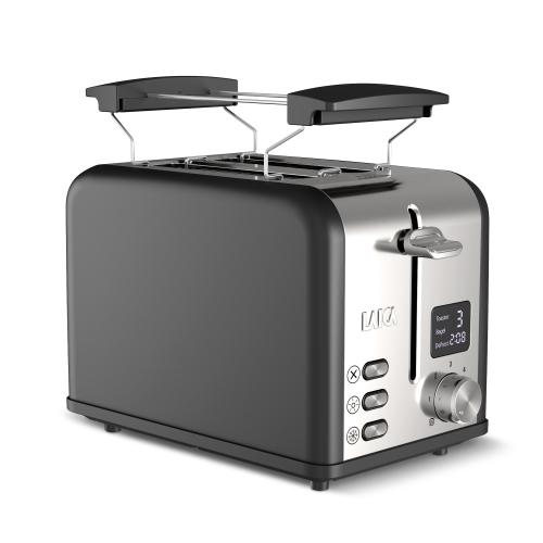 Prajitor de paine Laica HI1000, Afisaj LED, defrost, reheat, 880 W (Negru/Gri)