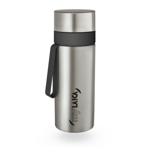 Termos filtrant din inox myLaica 600 ml, filtrare 120 l, pastrare tempratura 10 ore (Gri/Argintiu)