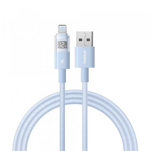 Cablu Date si Incarcare USB-A - Lightning Baseus Display 2 P10382700311-01, 12W, 2m, Albastru
