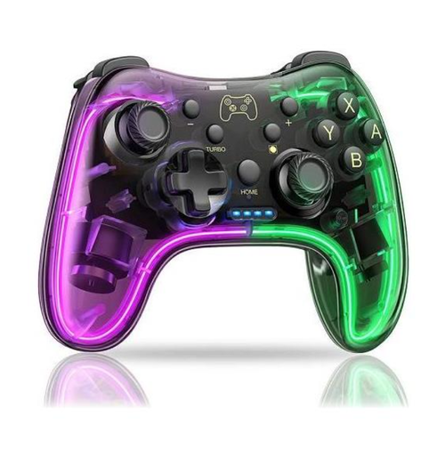 Gamepad Havit G180BT, Wireless, iluminare RGB pentru Android/PS4/PS5 (Transparent)