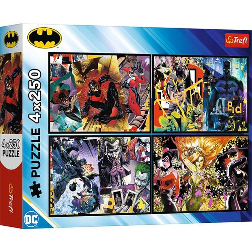 Puzzle Trefl Batman DC Batman in Actiune, 4 x 250 piese