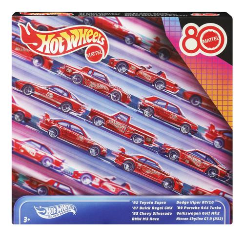 Set 8 masinute metalice Hot Wheels Silver Series Aniversarea A 80 de Ani, Scara 1 la 64