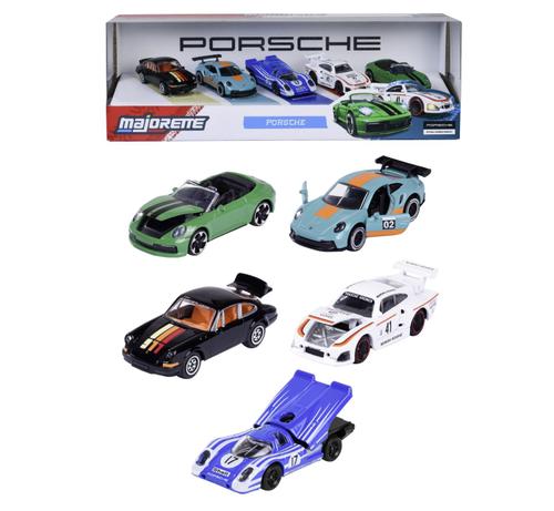Set 5 masinute metalice Majorette Porsche 2 Modele Exclusive, Scara 1 la 64