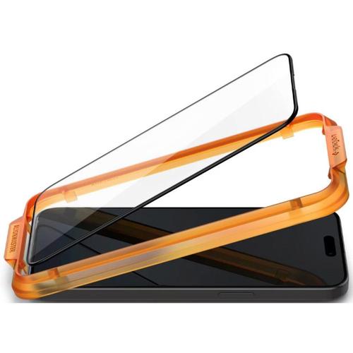 Folie Sticla Spigen AGL06906 Glass tR AlignMaster pentru Apple iPhone 15, kit de montare, 2 buc/pachet (Negru)