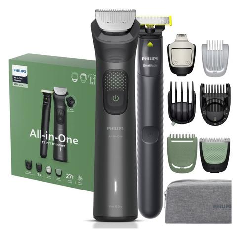 Aparat de tuns barba & parul de pe cap si corp 15in1 PHILIPS All-in-One MG9531/15 +OneBlade, Autonomie 120 min, 27 setari de lungime: 0,2 mm OneBlade & 0,5-20 mm, 2 capete trimmer specializate (detalii, corp), husa cu fermoar, waterproof (N
