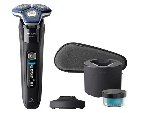 Aparat de ras Philips Shaver Series 7000 S7886/55, Acumulator, Autonomie 60 min, SkinIQ, Capete flexibile 360-D, Lame SteelPrecision (Negru)