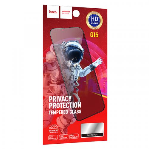 Folie de protectie Ecran Privacy HOCO G15 pentru Apple iPhone 14 Pro, Sticla Securizata, Full Glue, 5D