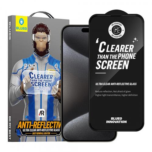 Folie de protectie Ecran Blueo Anti-Reflective HD pentru Apple iPhone 16 / 15, Sticla Securizata, Full Glue