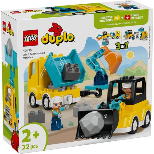 LEGO® DUPLO Town - Vehicule de constructii 3 in 1 10475, 22 piese