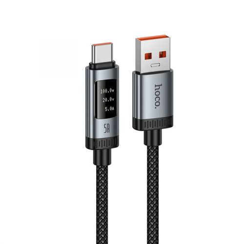 Cablu Date/Incarcare HOCO Display U148, USB-A - USB-C, 100W, 1.2m (Negru)