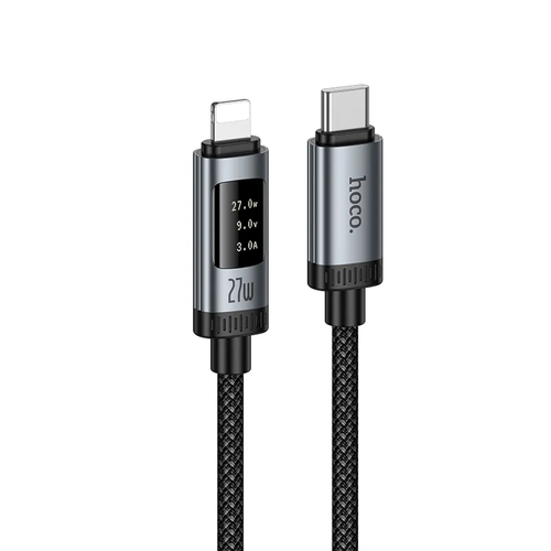 Cablu Date/Incarcare HOCO Display U148, USB-C - Lightning, 27W, 1.2m (Negru)