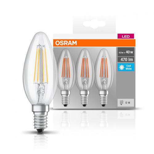 Set 3 becuri Led Osram, E14, 4W, 470 lumeni, lumina neutra(4000K), durata de viata 10.000 ore, clasa energetica A++