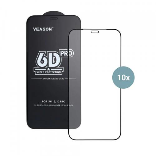 Folie de protectie Ecran Veason PRO pentru Apple iPhone Air, Sticla Securizata, Full Glue, Set 10 bucati, 6D, Neagra