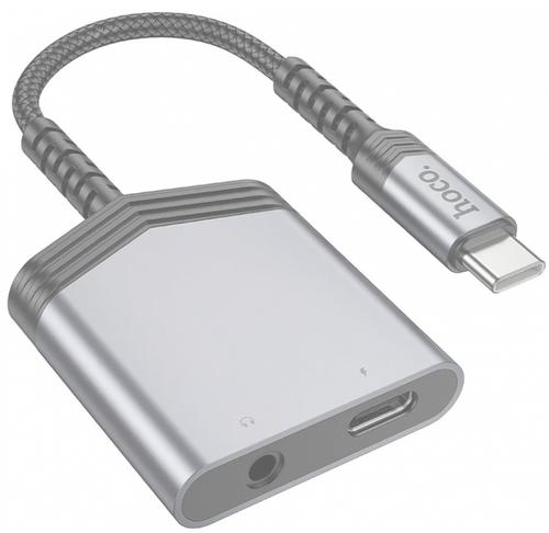 Adaptor Audio USB-C - USB-C / 3.5mm HOCO LS39, 0.15m, Negru