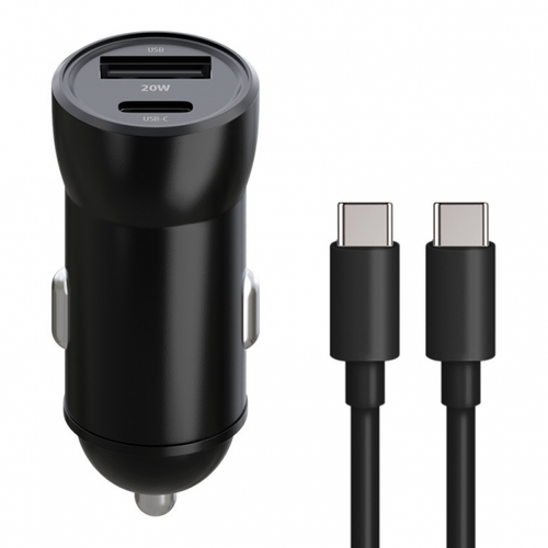 Incarcator Auto Cu Cablu USB-C MaXlife MXCC-04, 20W, 3A, 1 x USB-A - 1 x USB-C (Negru)
