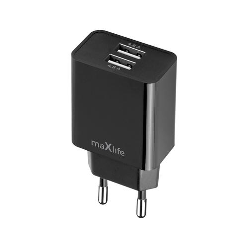 Incarcator Retea MaXlife MXTC-12, 24W, 4.8A, 2 x USB-A (Negru)