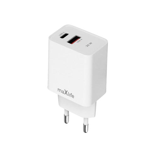 Incarcator Retea MaXlife MXTC-13-20AC, 20W, 3A, 1 x USB-A - 1 x USB-C (Alb)