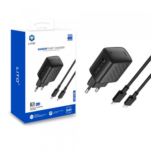 Incarcator Retea Cu Cablu Lightning Lito LC13L, 20W, 3A, 1 x USB-C (Negru)
