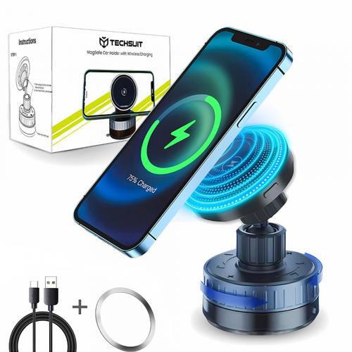 Suport si Incarcator Auto Wireless Techsuit HOLD253, 15W, 1.67A (Negru)
