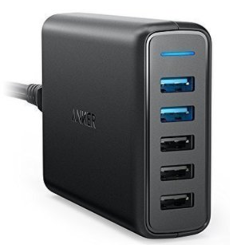 Incarcator Retea Anker PowerPort+ 5 Qualcomm Quick Charge 3.0 63W PowerIQ A2054L11 (Negru)