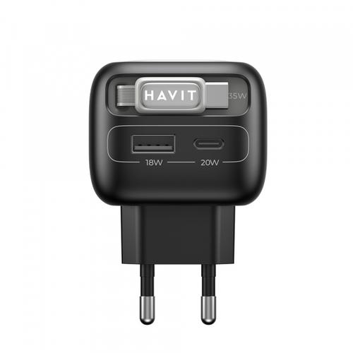 Incarcator retea HAVIT UC251, 35W, 1 x USB-A, 1 x USB-C (Negru)