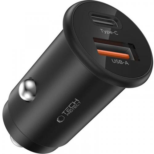 Incarcator auto Tech-Protect CC02, 35W, 1 x USB-A, 1 x USB-C (Negru)