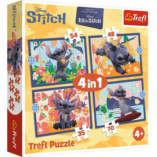 Puzzle Trefl 4 in 1 - Vacanta lui Stitch in Hawaii (Multicolor)