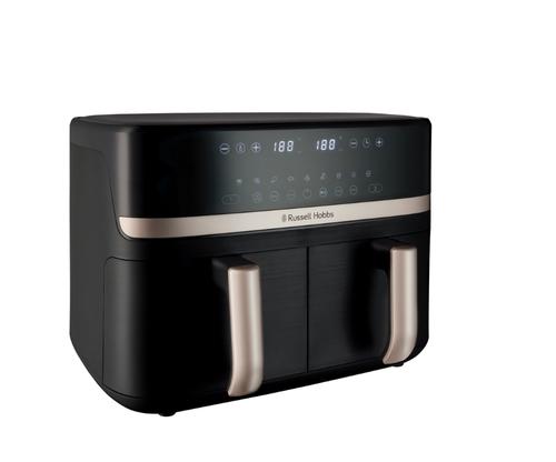 Friteuza dubla cu aer cald Russell Hobbs Satisfry Dual 27680-56, 9 L (2x4.5 l), 2800 W, 9 programe (Negru)
