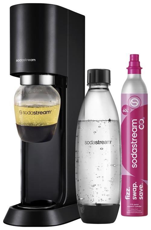 Aparat de sifon SodaStream Mix, Doua sticle plastic tritan fara BPA 1L si 430ml, Cartus CO2 (Negru)