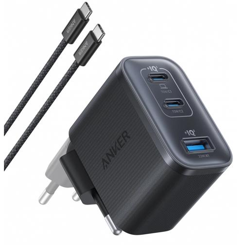 Incarcator Retea Cu Cablu USB-C Anker Nano, 70W, 3.5A, 1 x USB-A - 2 x USB-C, B121A311 (Gri)