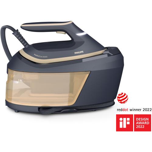 Statie de calcat Philips PerfectCare PSG6066/20 seria 6000, cu abur, presiune 8 bar, 2400 W, debit de abur 130 g/min, abur 600 g, rezervor apa detasabil de 1.8 l, OptimalTemp,Smart CalcClean, talpa SteamGlide Advanced, ASO, blocare pentru t