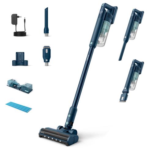 Aspirator vertical Philips XC5041/01, Autonomie 60 minute, Aspirare cu PowerCyclone 10, TriActive multi LED (Albastru)