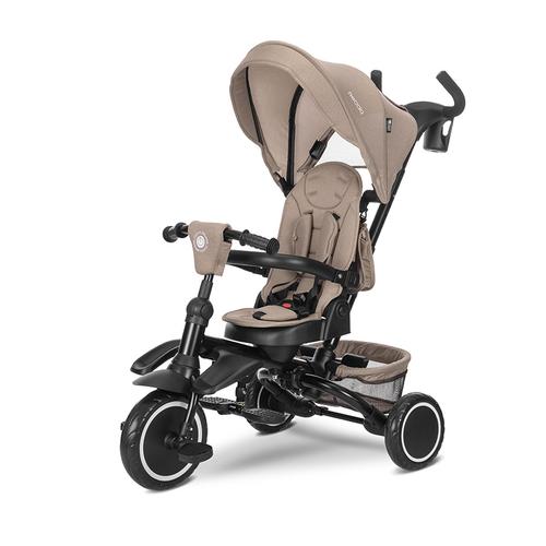 Tricicleta pentru copii Lorelli Freccia, multifunctionala, pliabila, sezut rotativ 360 grade, Bej