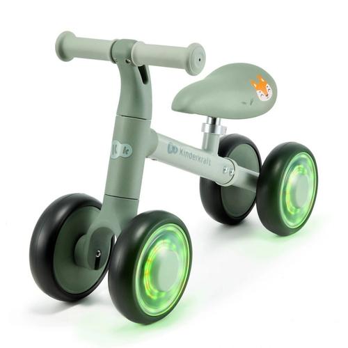 Bicicleta copii KinderKraft  CUTIE FLASH, 4 roti, sezut reglabil 26-28 cm, lumini RGB, Verde