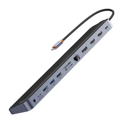 Hub USB  BASEUS 12in1 de la Type-C la 3xUSB3.2+2xUSB3.0+HDMI 4K+USB-C(PD)100W+USB-C+DP+TF/microSD+RJ45+AUX/m/3.5mm