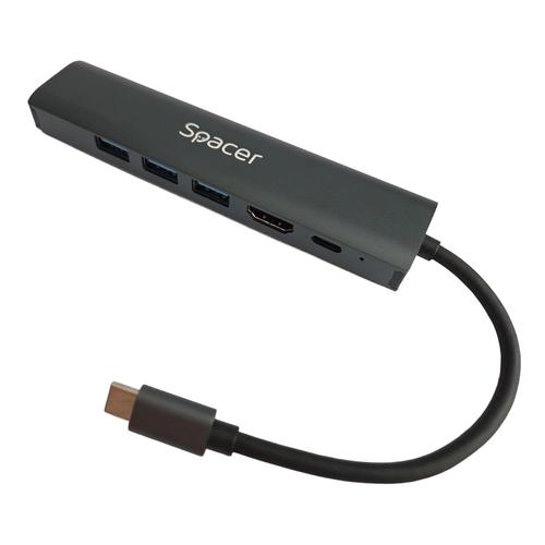 Docking station Spacer 6 in 1, USB 3.0 x 3, RJ45 Gigabit, Gri