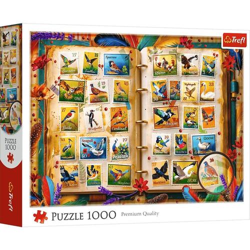 Puzzle Trefl 1000 piese, Colecția de timbre Atlasul pasarilor