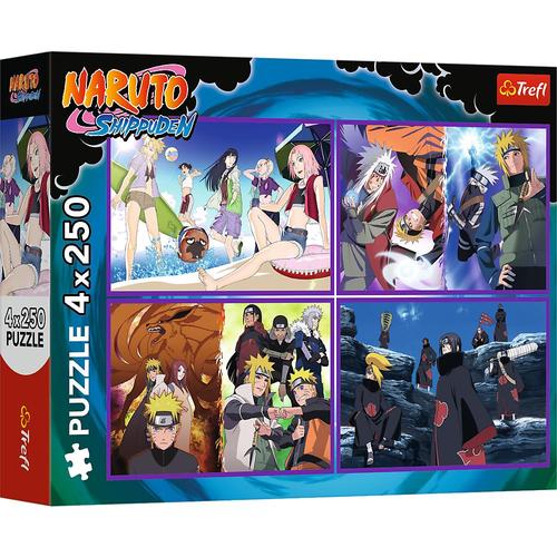 Puzzle Trefl 4 x 250 piese, Aventurile lui Naruto Uzumaki
