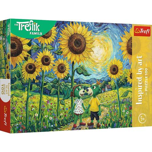 Puzzle Trefl 100 piese Familia Treflik Floarea-soarelui, 5 ani +