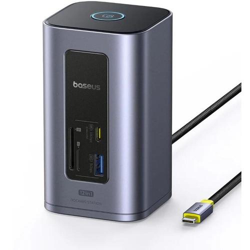 Docking station Baseus Nomos NU1 Air, 100 W, USB-C 100 W PD, USB-A 2.0/3.0, SD, TF (Gri)