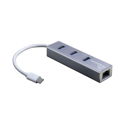 HUB USB Inter-Tech Argus IT-410-S, USB Type-C - RJ45 Gigabit, 3 x USB 3.0 (Argintiu)