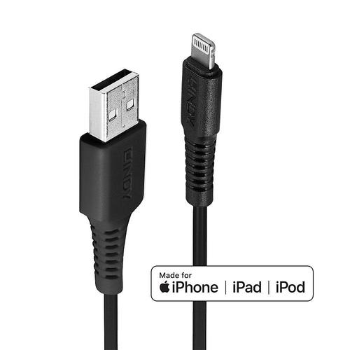 Cablu de date Lindy LY-31322, 3m, USB A 2.0 - Lightning, Negru