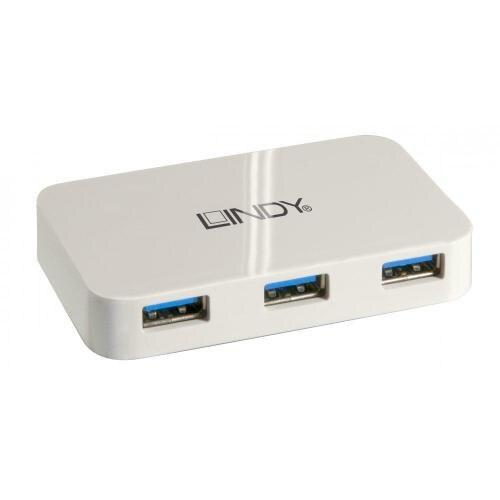 Hub USB Lindy LY-43143, 4 x USB 3.0, Alb