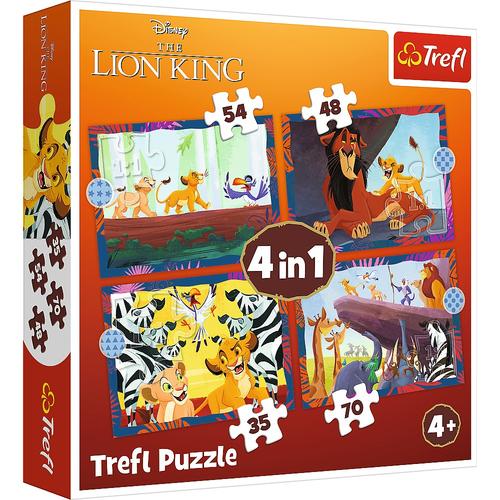 Puzzle pentru copii Trefl 4 in 1 - Curajosul Regele Leu