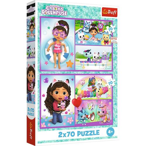 Puzzle pentru copii Trefl din 2 x 70 piese, Joaca-te cu Gabby