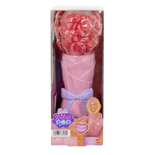 Set Papusa Barbie Petal Pop Trandafir rosu si accesorii