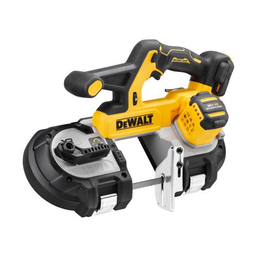 Fierastrau cu banda pe acumulator DeWALT DCS378N, 18V XR, motor fara perii, putere 530W, viteza maxima 174 m/min, viteza variabila, capacitate mare de tăiere 86 mm, iluminare LED, schimbare rapida si usoara a lamei, nu include incarcator/ac