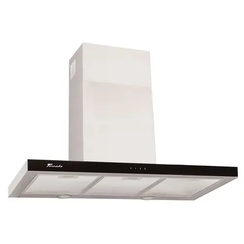 Hota Decorativa Tornado Lara 1200 (90), 1 motor, latime 90 cm, 3 viteze, absorbtie 1200 m3/ora (Inox/Negru)